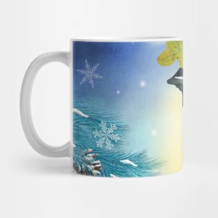 Vintage streetlight on winter background. Watercolor winter holidays illustration. Magic scenery print Mug